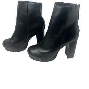 Black Faux Leather Ankle Boots
